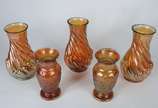 Cinco vasos diversas de vidro carnival glass - Cinco vasos diversas de vidro carnival glass
