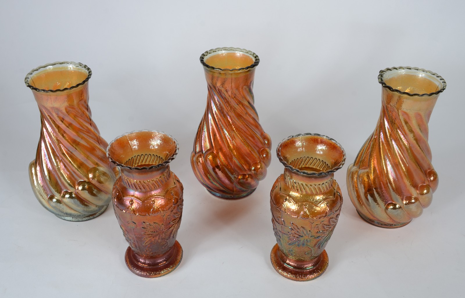 Cinco vasos diversas de vidro carnival glass - foto 2 de 5
