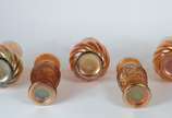 Cinco vasos diversas de vidro carnival glass - Cinco vasos diversas de vidro carnival glass