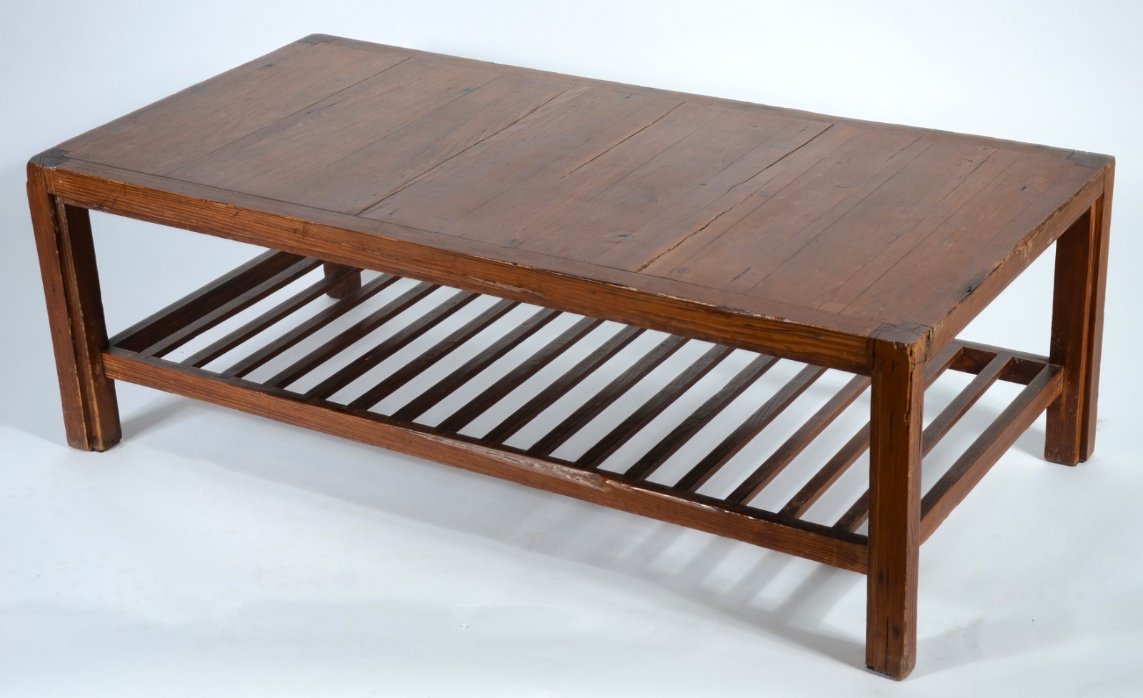 Conjunto de mesa de centro e mesa lateral de pinho de riga, platôs... - foto 2 de 11