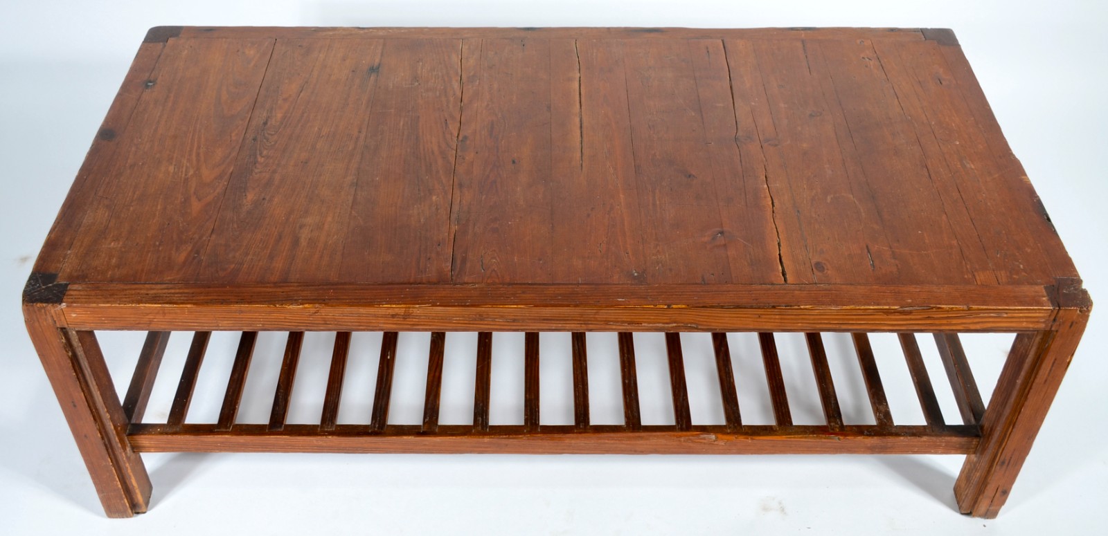 Conjunto de mesa de centro e mesa lateral de pinho de riga, platôs... - foto 4 de 11