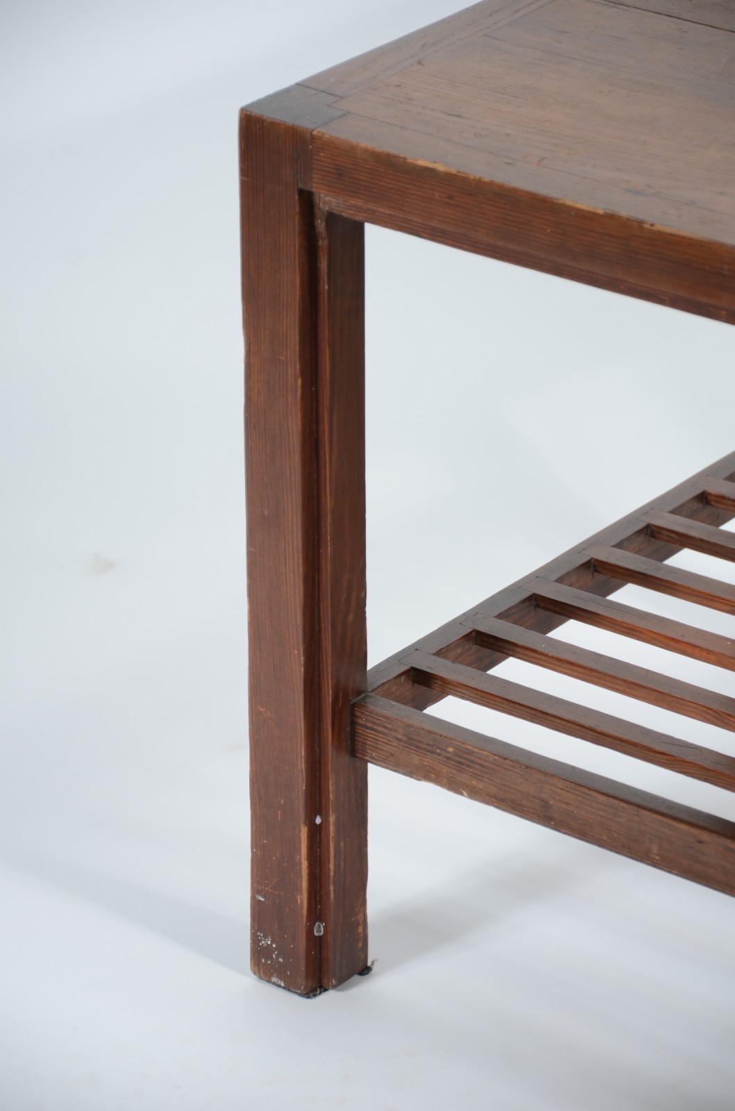 Conjunto de mesa de centro e mesa lateral de pinho de riga, platôs... - foto 10 de 11