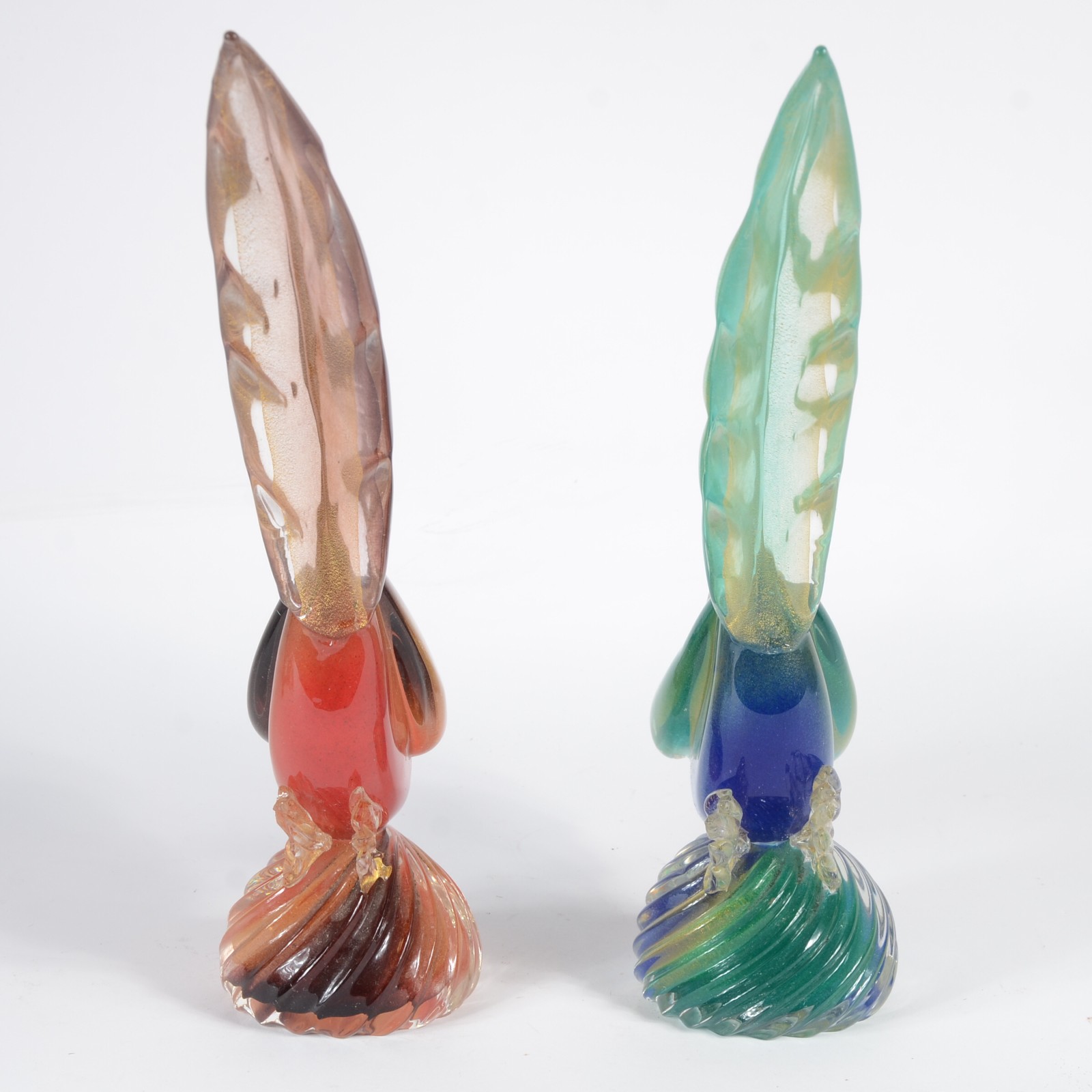 Duas esculturas de murano italiano representando faisões, em tons de... - foto 7 de 11