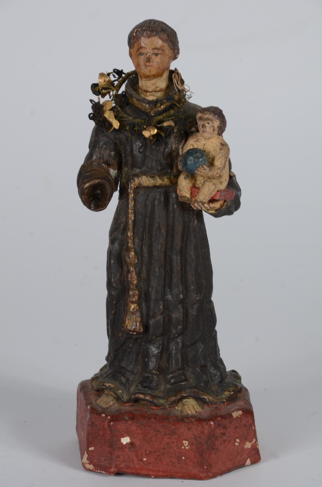 Imagem de terracota policromada representando Santo Antonio com... - foto 1 de 7