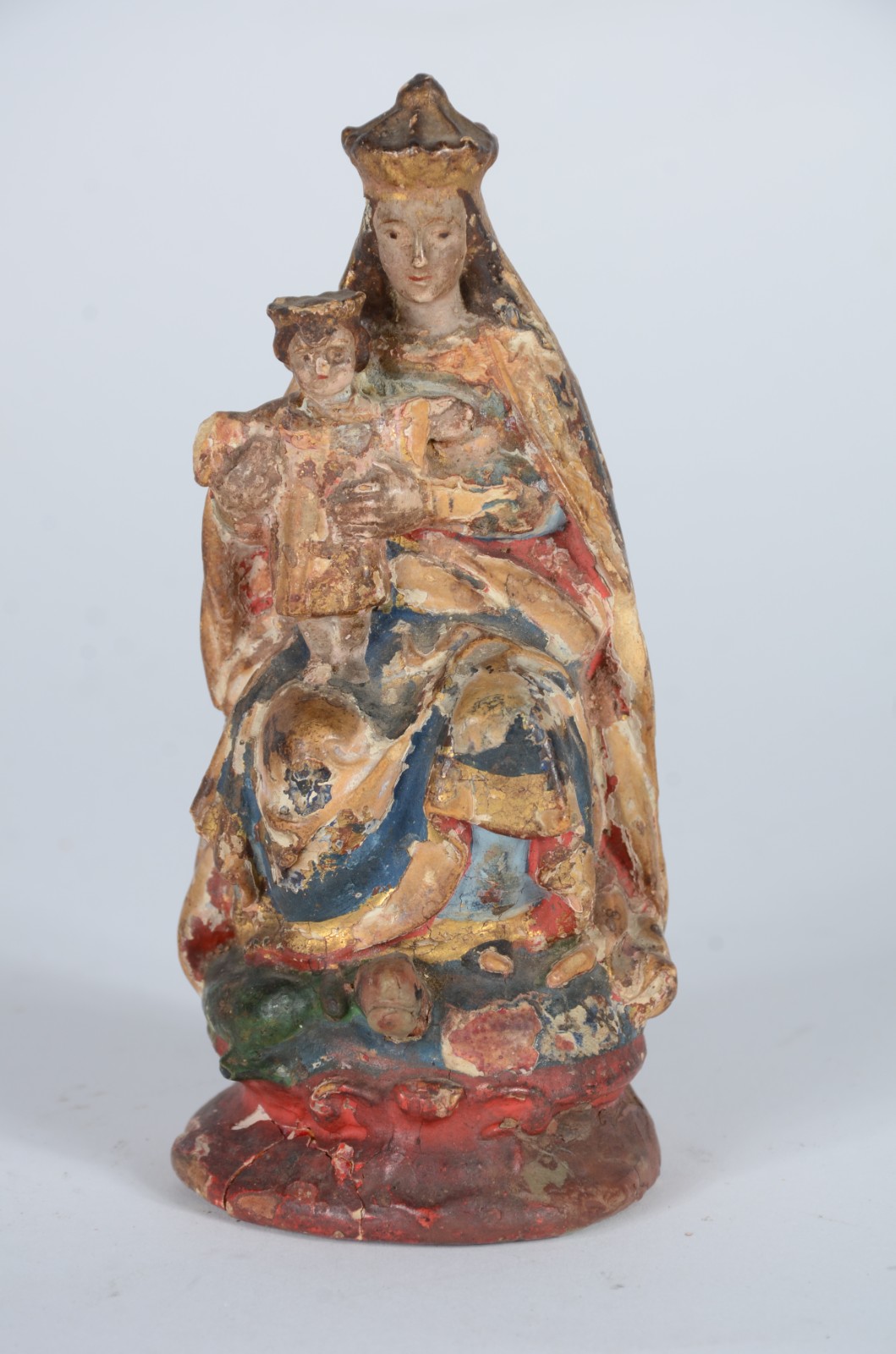 Imagem de terracota policromada representando Nossa Senhora com... - foto 1 de 6