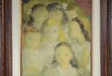 Noemia Mourão (1912-1992), Meninas - Óleo sobre madeira, assinado.