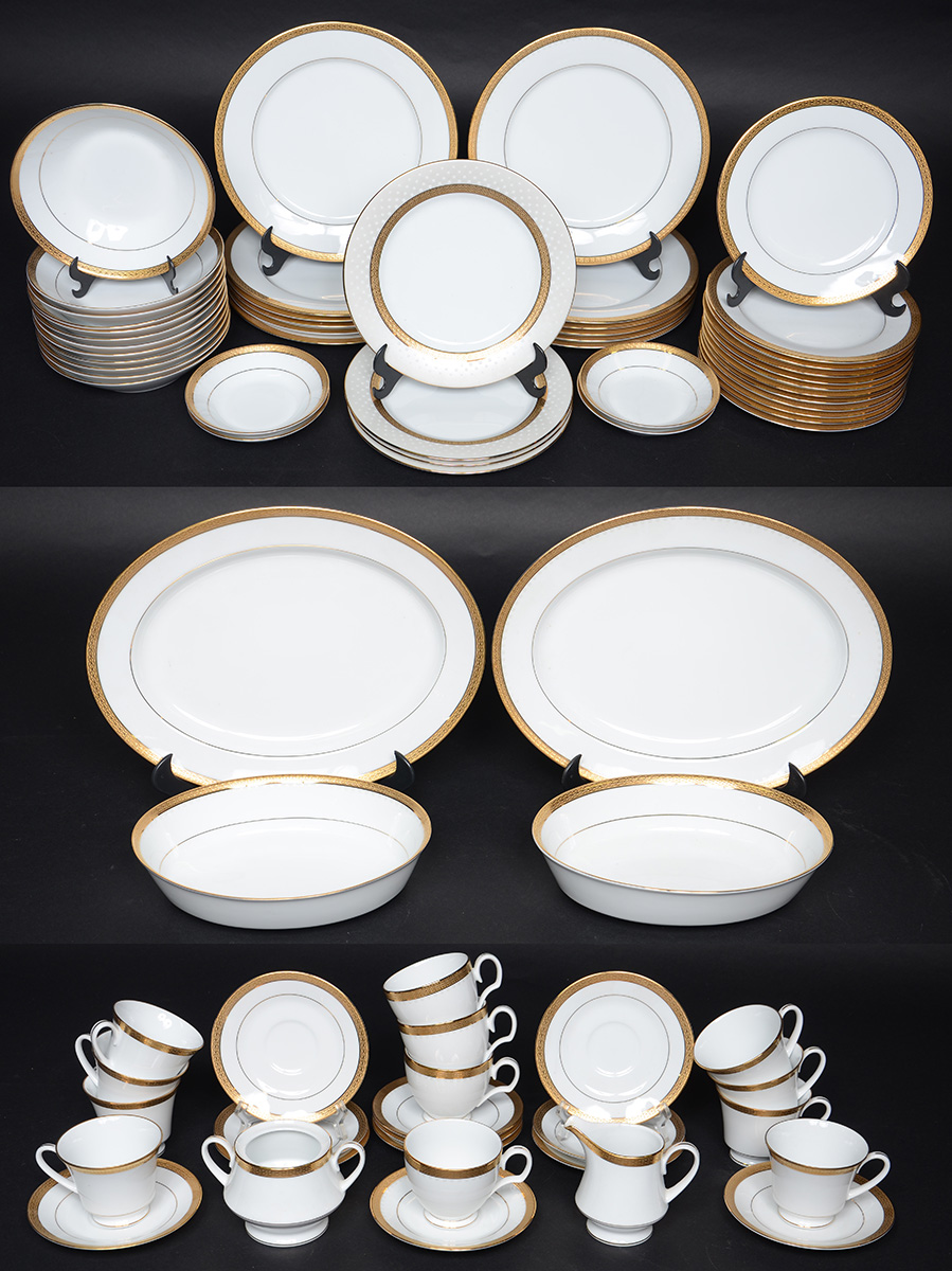 Serviço de porcelana Noritake Queen's Gold para chá e jantar...
