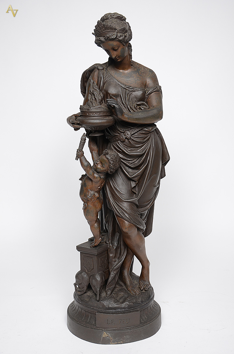 A. CARRIER - Escultura de petit bronze "Le Feu", assinada... - foto 1 de 4