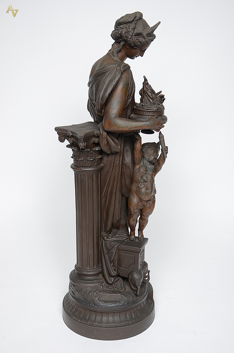 A. CARRIER - Escultura de petit bronze "Le Feu", assinada... - foto 3 de 4