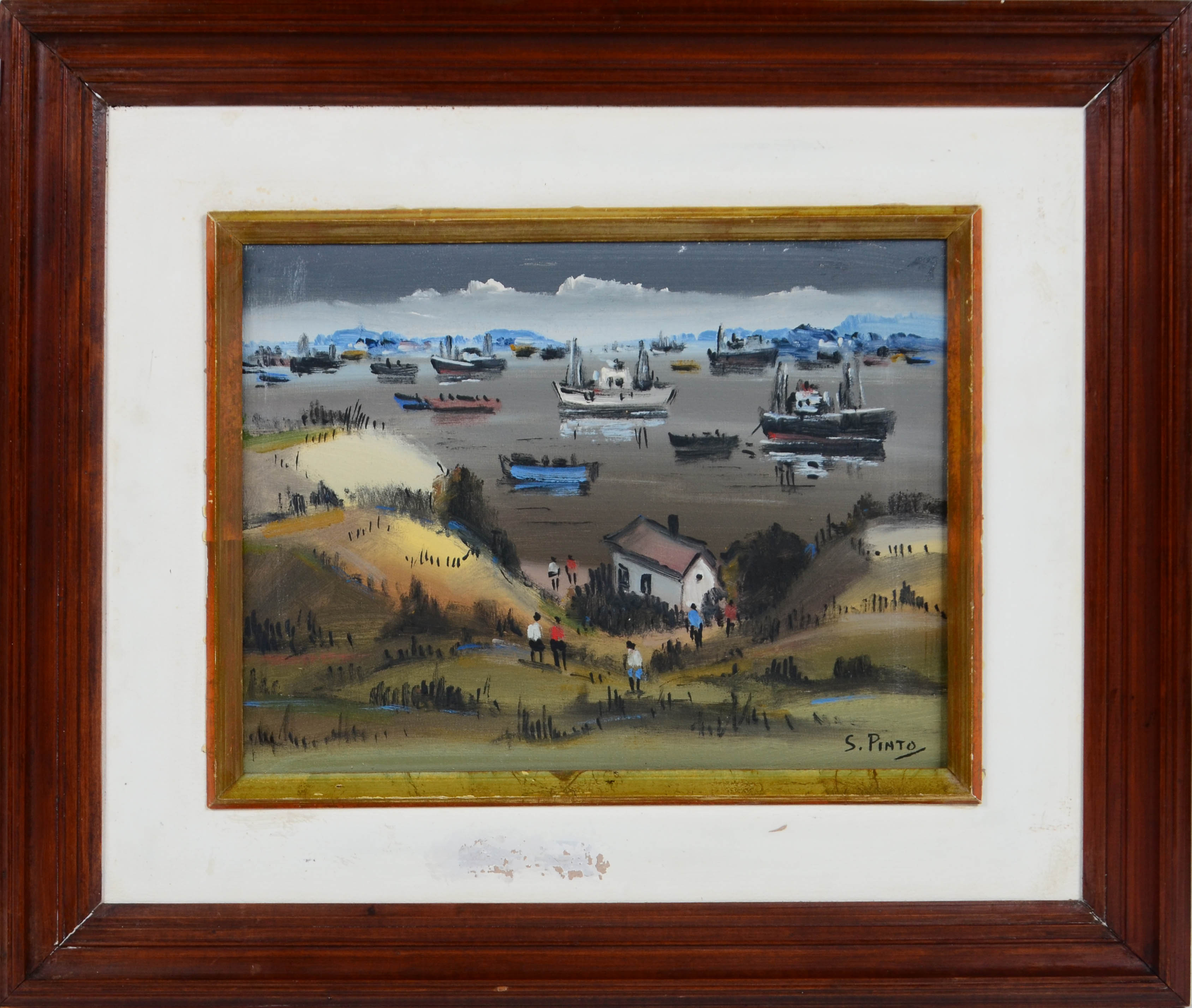 Sylvio Pinto (1918-1997), Paisagem com barcos - foto 1 de 3