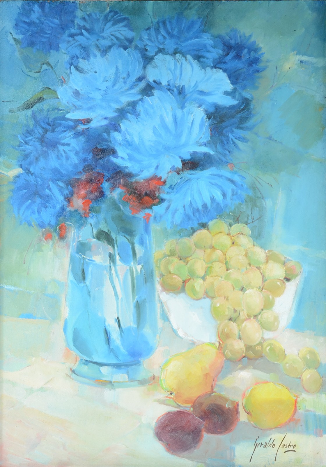 Geraldo Castro (1914-1922), Vaso com flores azuis - foto 1 de 4