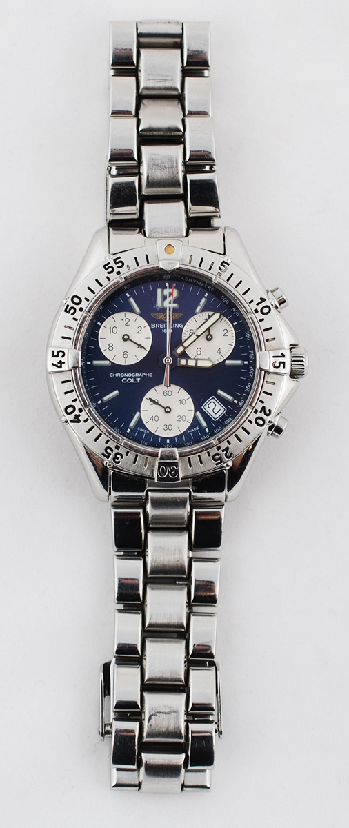 BREITLING - Chronocolt com cronógrafo e fundo azul. Acompanha duas... - foto 2 de 3