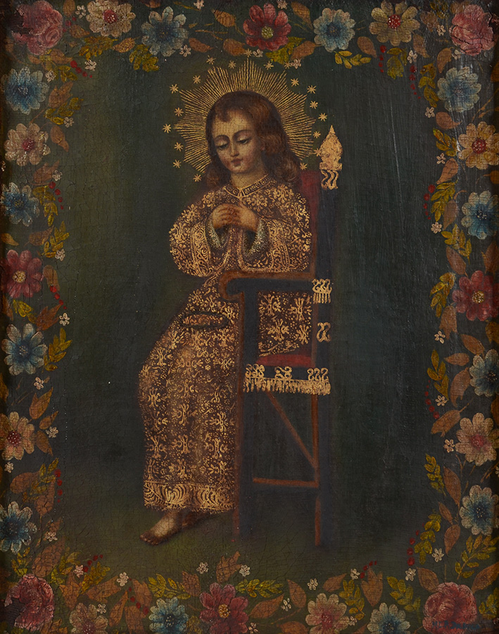 ESCOLA CUZQUENHA - Menino Jesus com coroa de espinhos - ost - 53 x 43 - foto 2 de 2