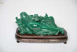 Escultura de malaquita representando figura ori... - Escultura de malaquita representando figura oriental. Altura 7,5 cm.