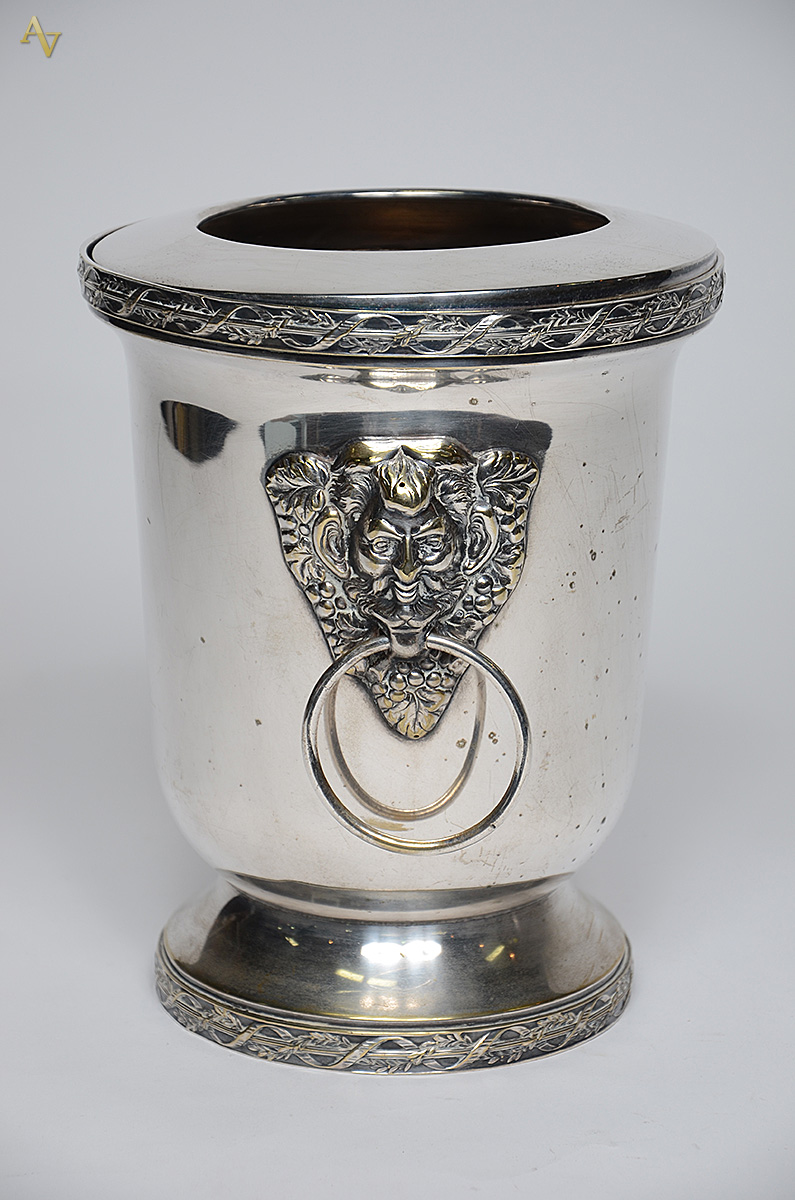Wine Cooler de metal prateado Wolff, alças laterais com figuras de... - foto 2 de 2