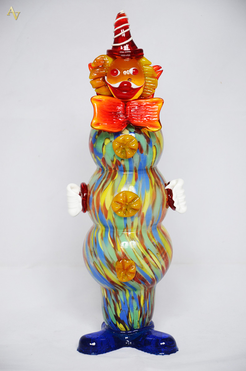 Palhaço de murano mesclado. Altura 33 cm.