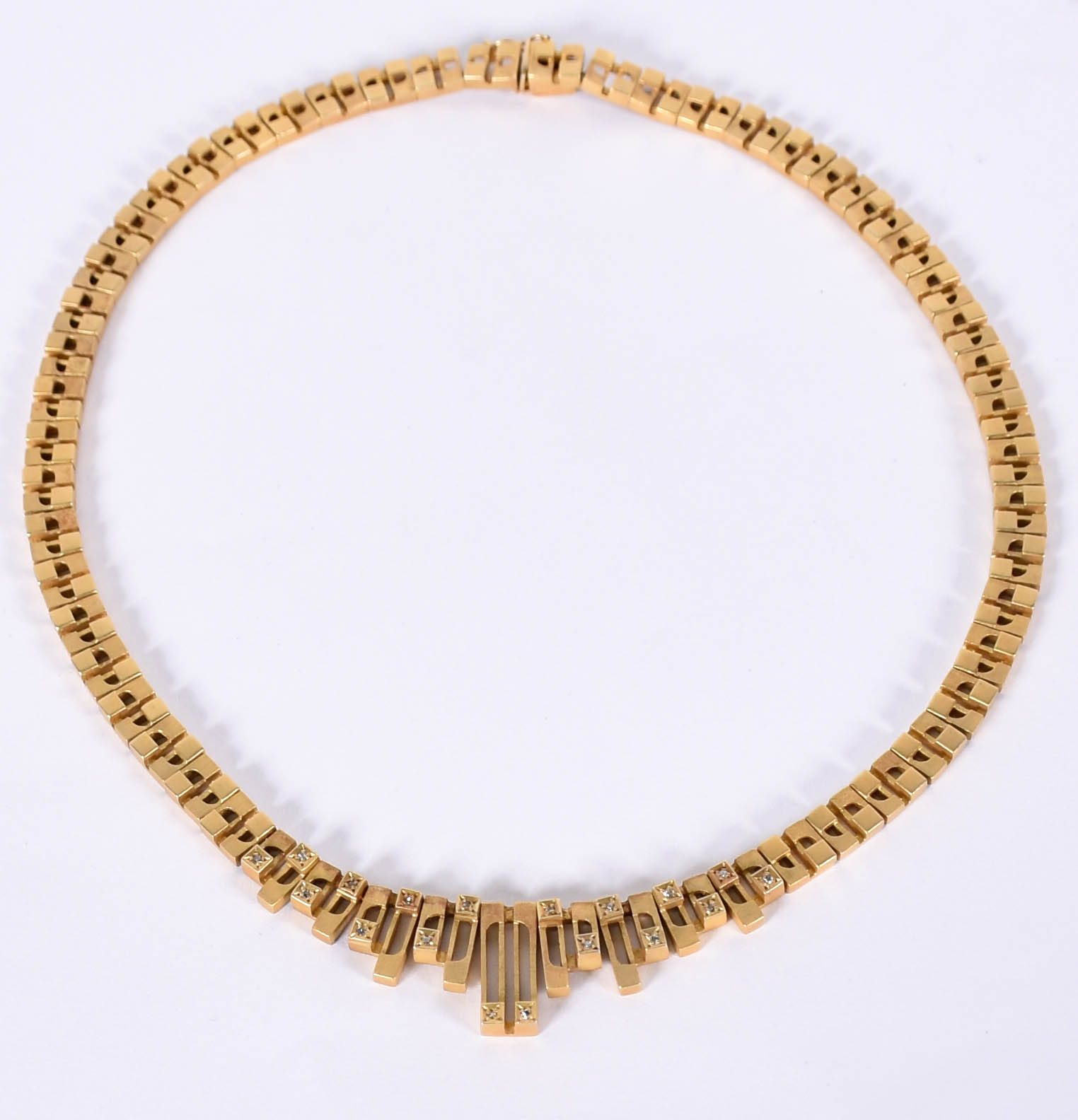 Gargantilha de ouro 18 k com 18 brilhantes , design de Burle Marx... - foto 1 de 4