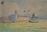 D. PEDRO HENRIQUE DE ORLEANS E BRAGANÇA - Parat... - D. PEDRO HENRIQUE DE ORLEANS E BRAGANÇA - Parati &#34;A Capelinha no.1&#34; - Aquarela - 37 x 54 (com documento atrás).
