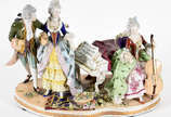 Grupo escultório de porcelana europeia policrom... - Grupo escultório de porcelana europeia policromada representando "O recital".