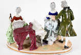Grupo escultório de porcelana europeia policrom... - Grupo escultório de porcelana europeia policromada representando "O recital".