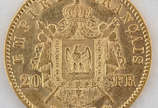 Moeda 20 francos - França 1866, flor de cunho, ... - Moeda 20 francos - França 1866, flor de cunho, 900 milésimos - Peso total 6,45 g.