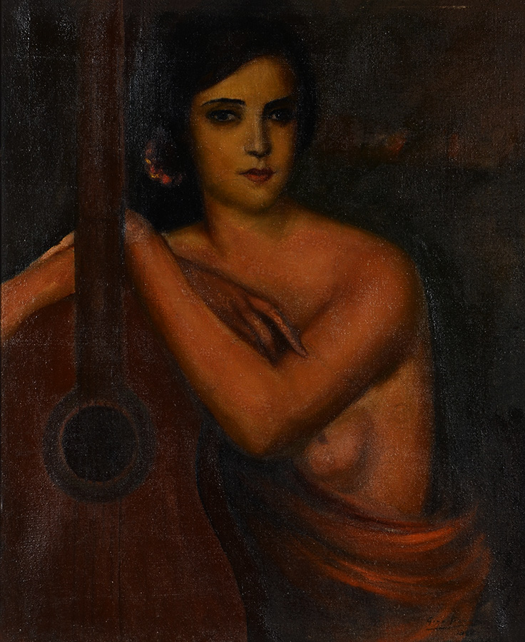 GINO BRUNO - Mulher com violão - ost - 79 x 66 - foto 2 de 3