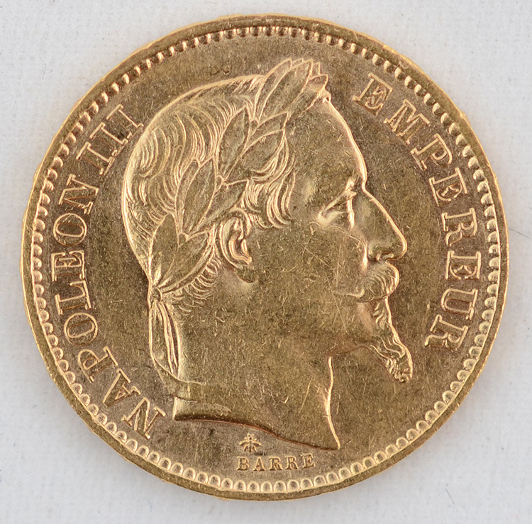 Moeda 20 francos - França 1867, flor de cunho, 900 milésimos - Peso... - foto 1 de 2