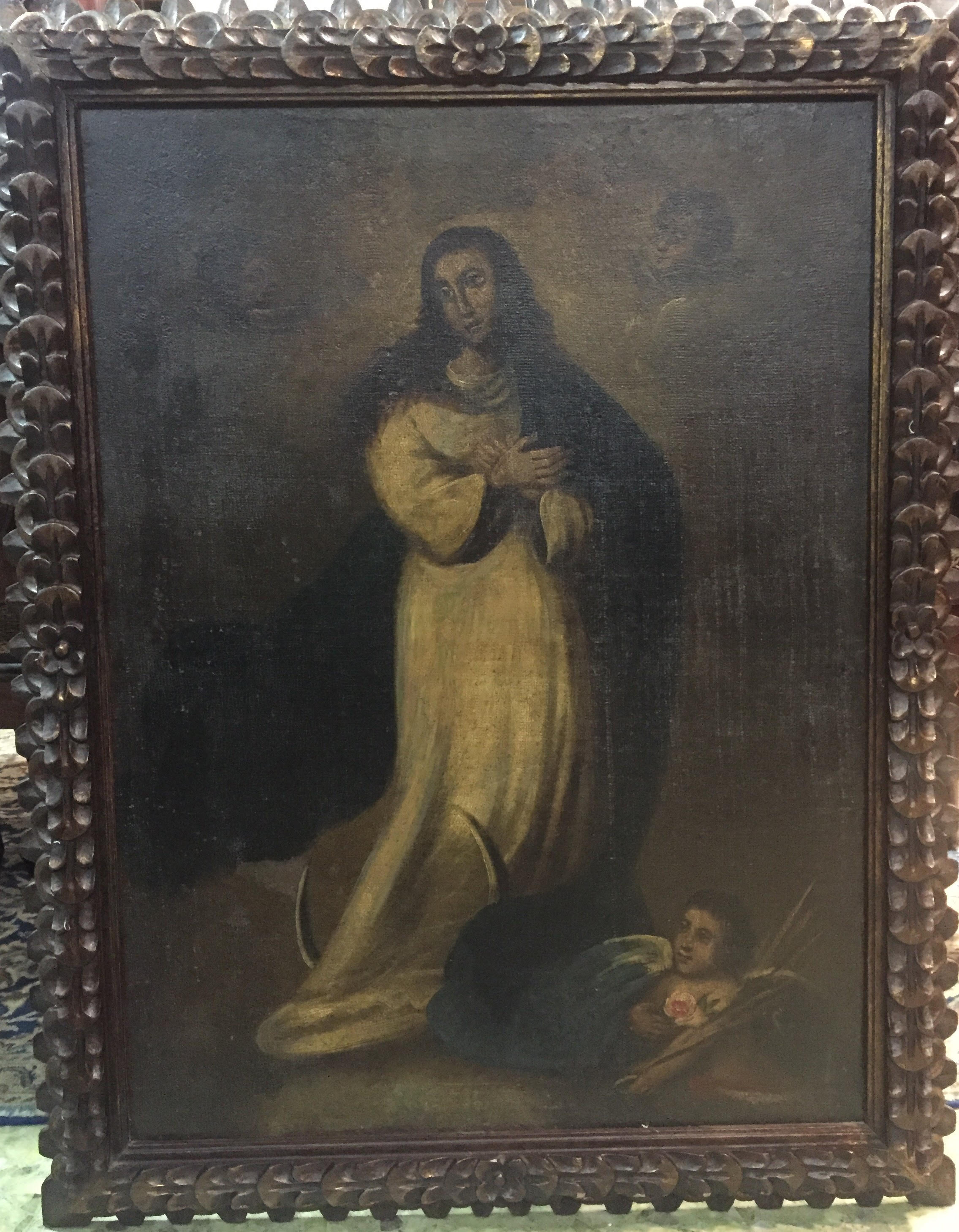 Escola Cusquenha (1538), Santa com figuras de anjos - foto 1 de 2