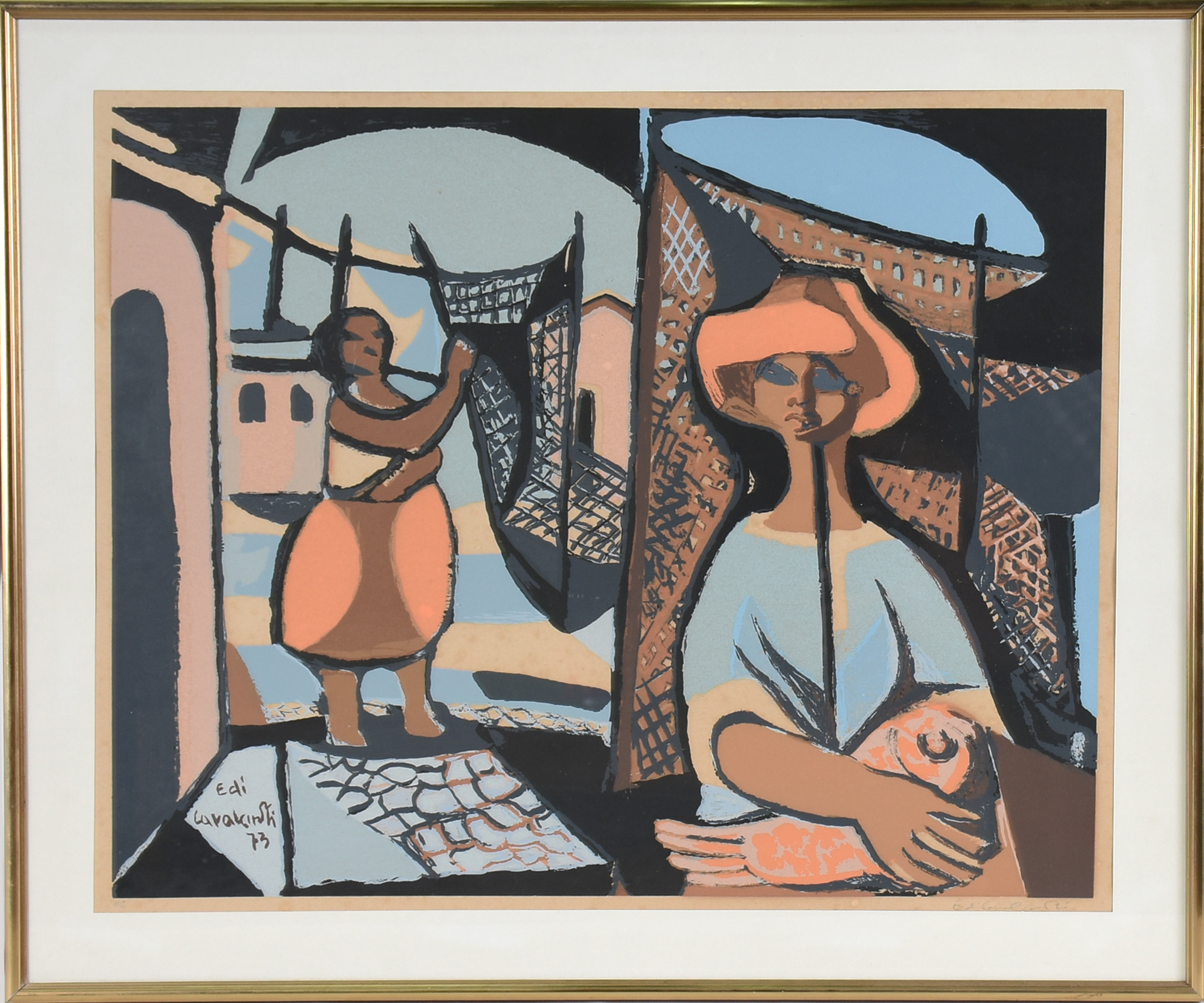Di Cavalcanti (1897-1976), Figuras com rede e peixe - foto 1 de 4
