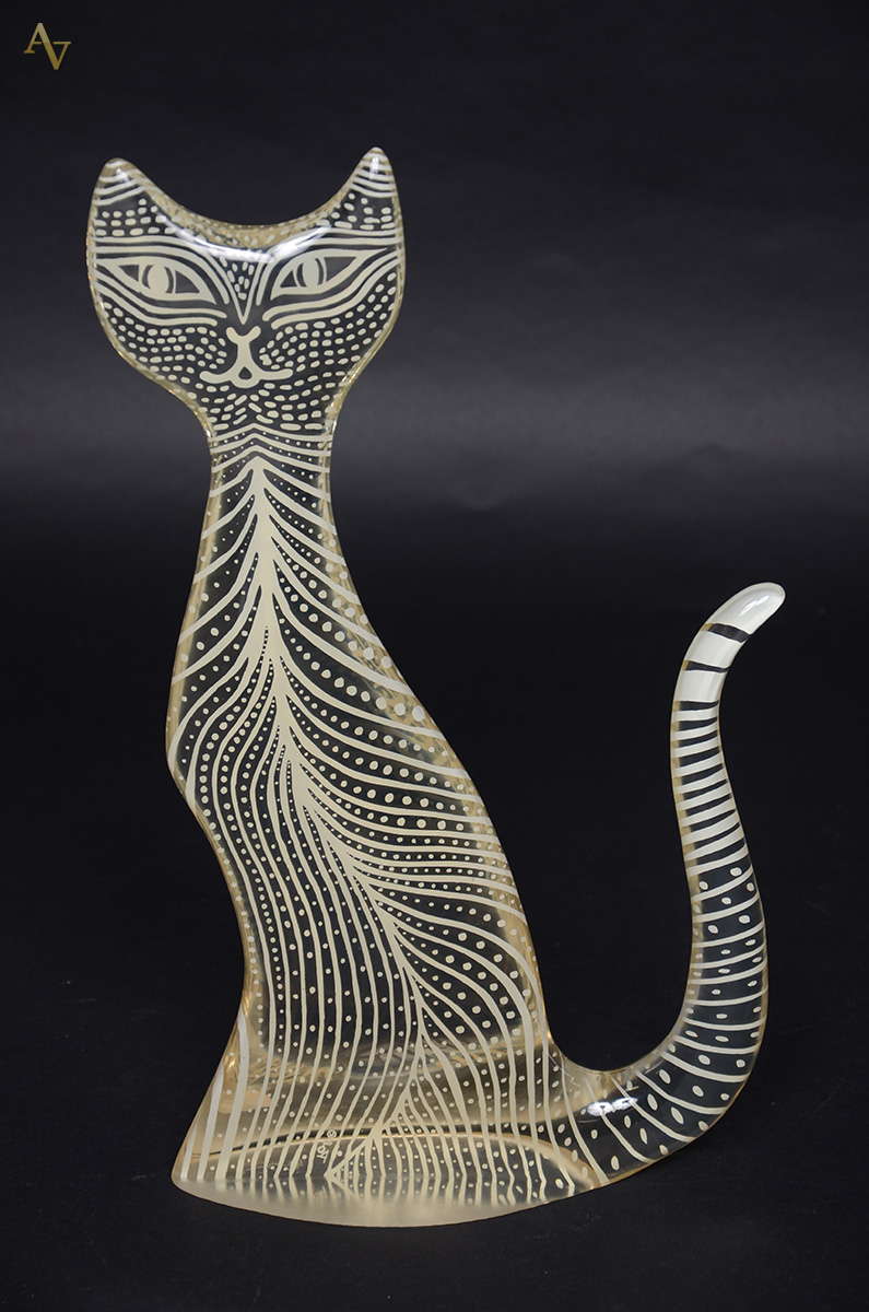 PALATNIK - Escultura em resina de poliéster representando gato na cor...