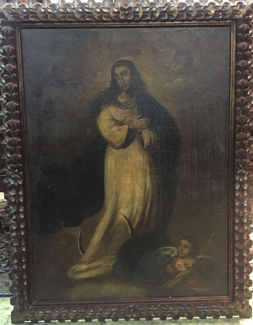Escola Cusquenha (1538), Santa com figuras de anjos - foto 1 de 2