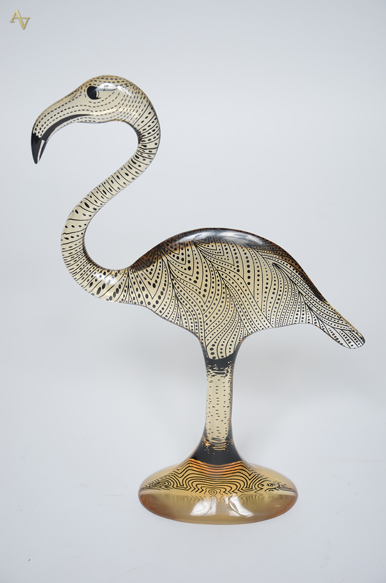PALATNIK - Escultura em resina de poliéster representando flamingo...