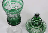 Bomboniere de cristal lapidado double verde  - Bomboniere de cristal lapidado double verde 