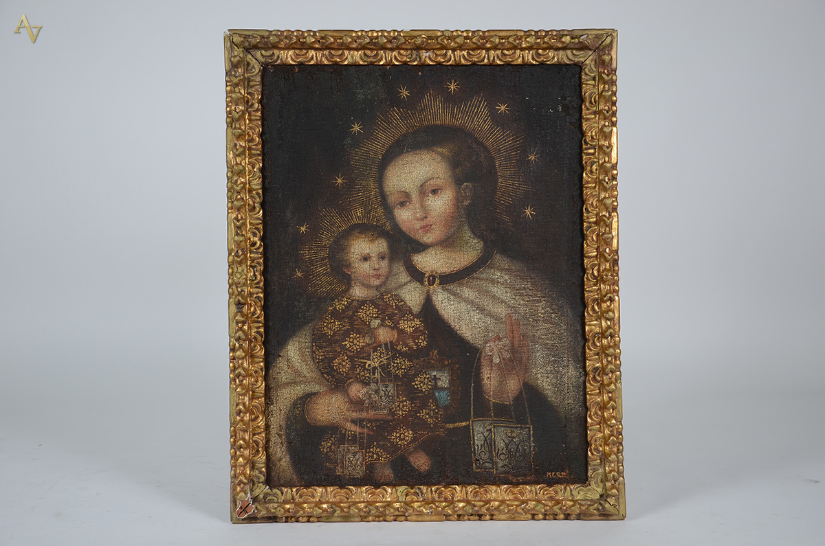 ESCOLA CUZQUENHA - Virgem com Menino Jesus - ost - 56 x 43 - foto 1 de 4