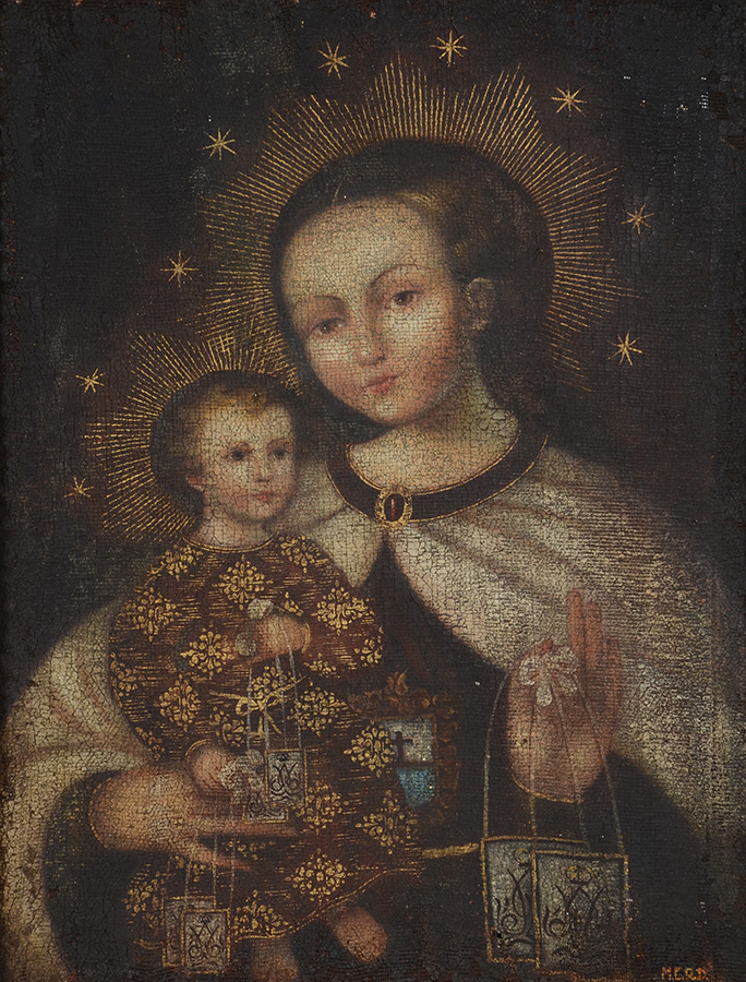 ESCOLA CUZQUENHA - Virgem com Menino Jesus - ost - 56 x 43 - foto 2 de 4