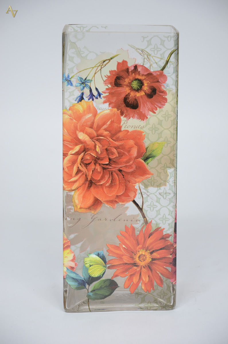 Vaso de vidro pintado com flores, de procedência italiana. Medidas 12... - foto 3 de 4