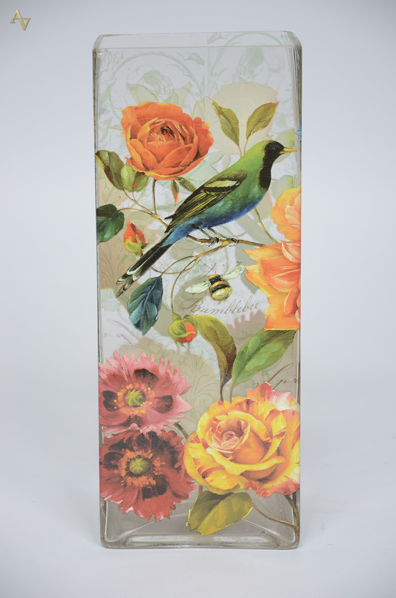 Vaso de vidro pintado com flores, de procedência italiana. Medidas 12... - foto 4 de 4
