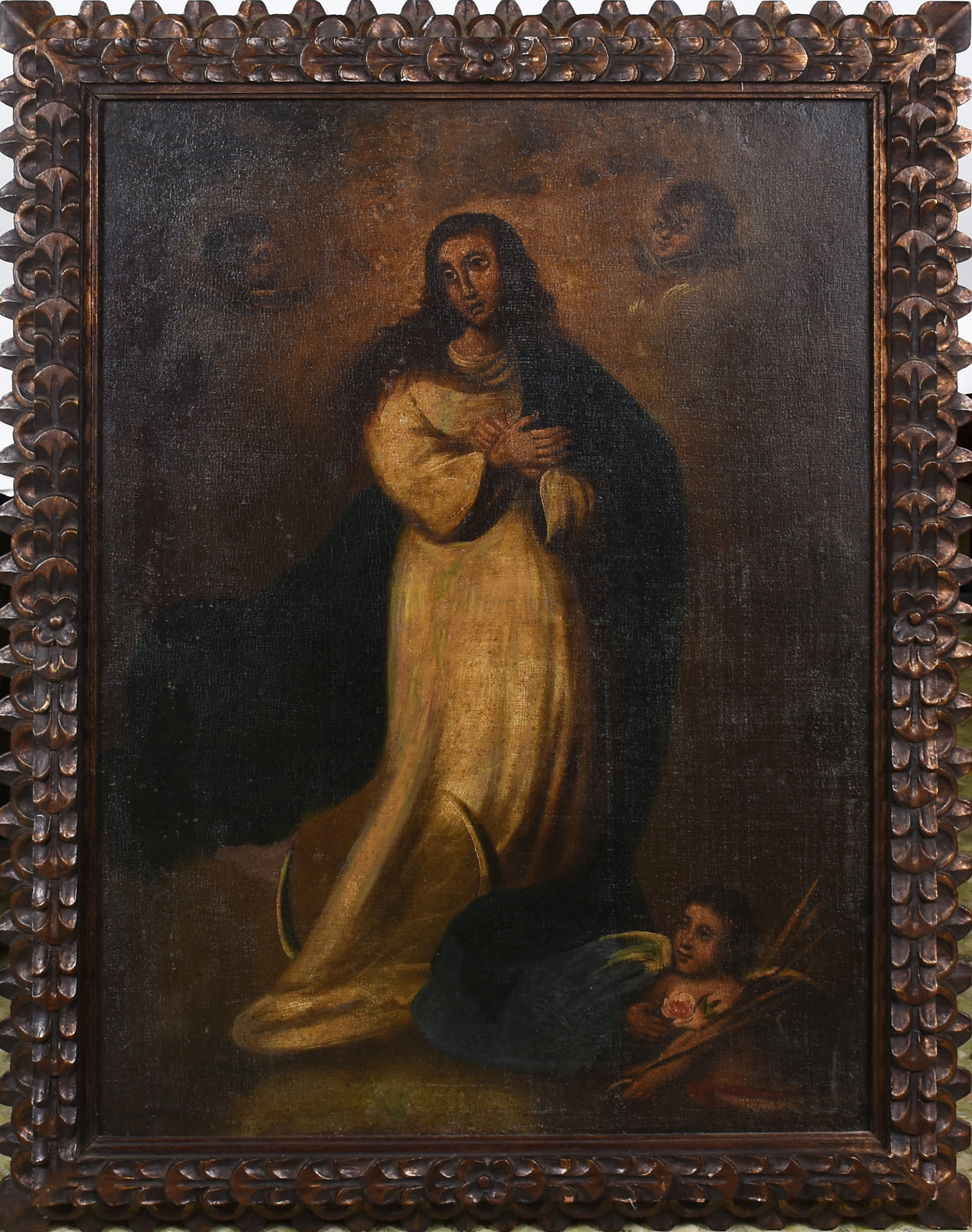 Escola Cusquenha (1538), Santa com figuras de anjos