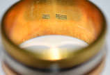 Aliança de ouro 18 k em 3 cores , aro 26  ( Por... - Aliança de ouro 18 k em 3 cores , aro 26  ( Por questão de segurança a peça não se encontra  na loja )