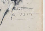 Cândido Portinari (1903-1962), Moça com chapéu - Desenho, datado 1925 . Apresenta pequenos furos no papel. REGISTRADO NO PROJETO PORTINARI