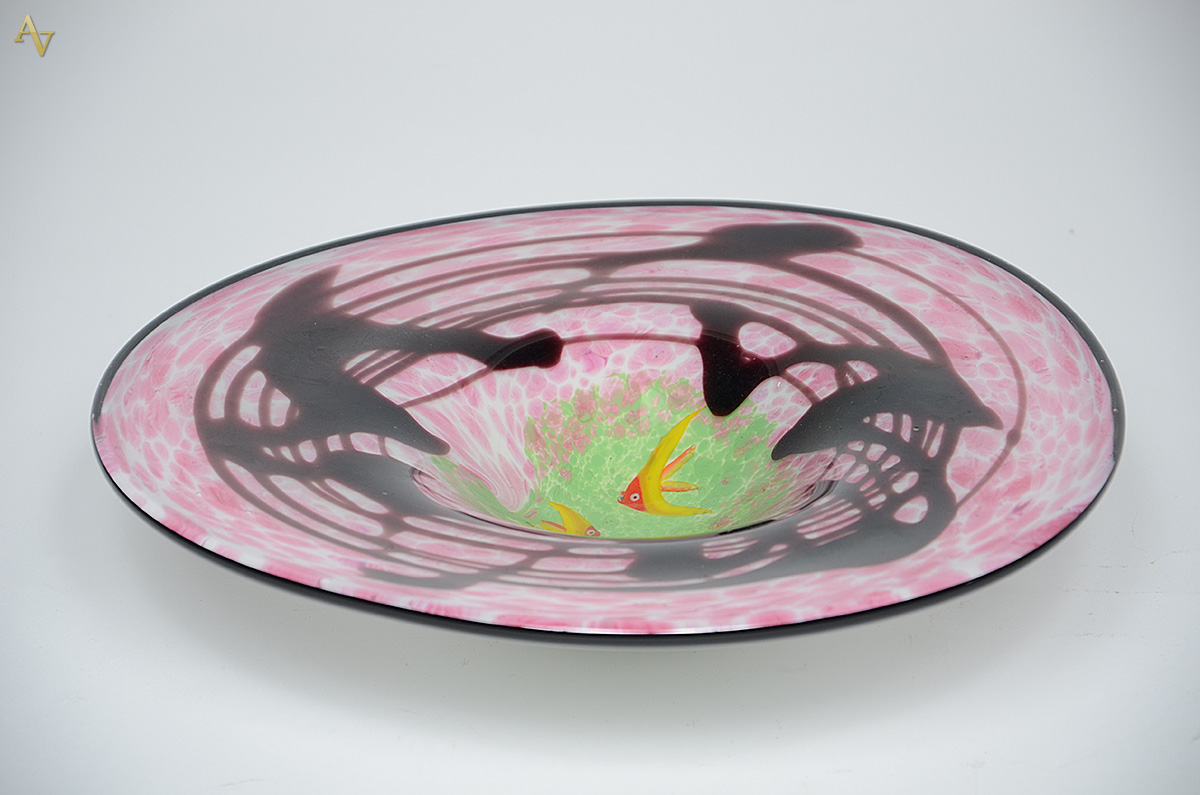 Centro de mesa de murano. Altura 8 cm e diâmetro 34 cm. - foto 1 de 2