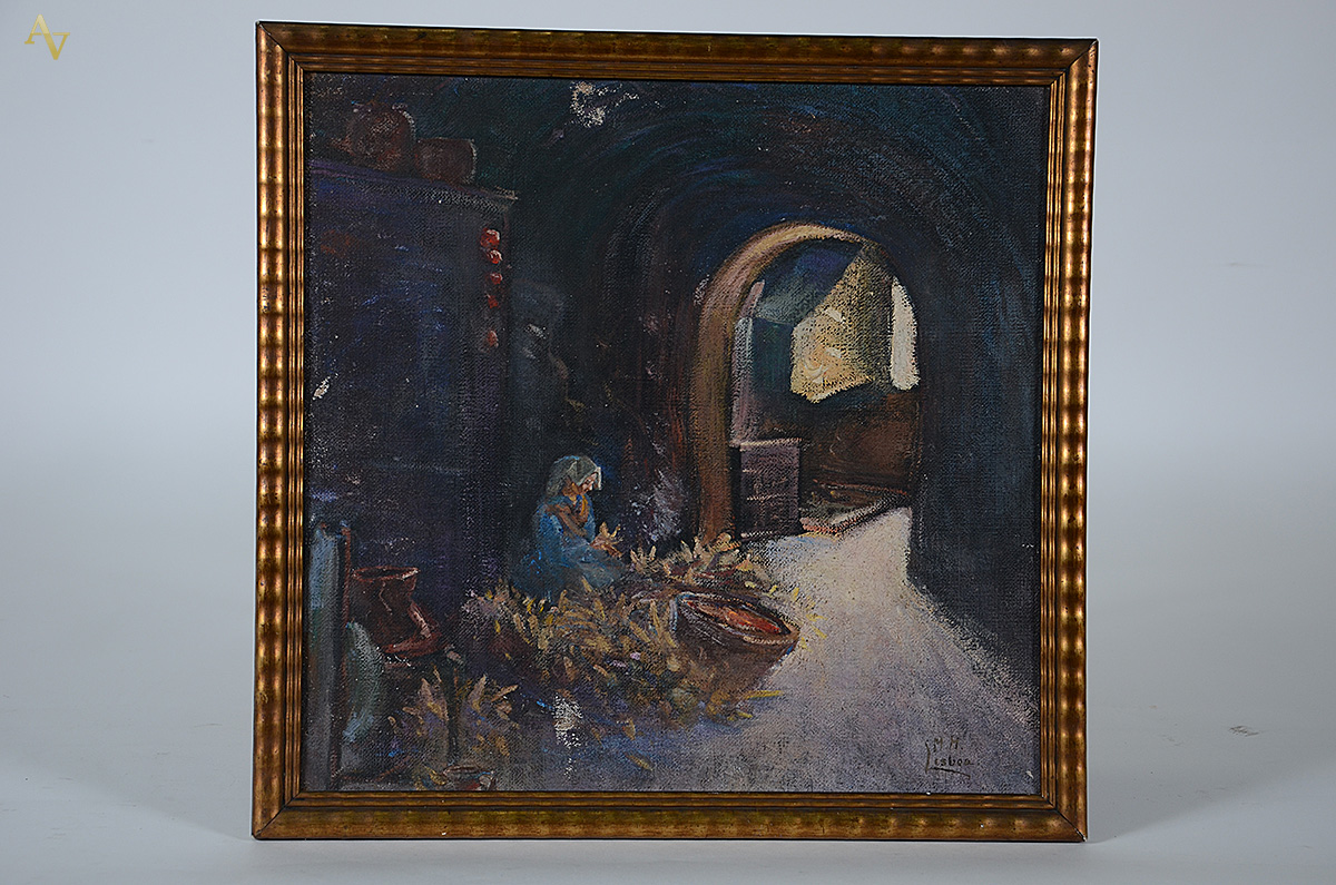 ASSINATURA NÃO IDENTIFICADA (M. M. LISBOA) - Figura - ost - 40 x 42 - foto 1 de 3