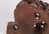 Bebedouro para pássaros de pedra dura chinesa d... - Bebedouro para pássaros de pedra dura chinesa decorado com figura de animal e flores ( com lascados )