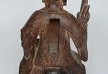 Escultura de madeira representando Buda. Altura... - Escultura de madeira representando Buda. Altura 49 cm.