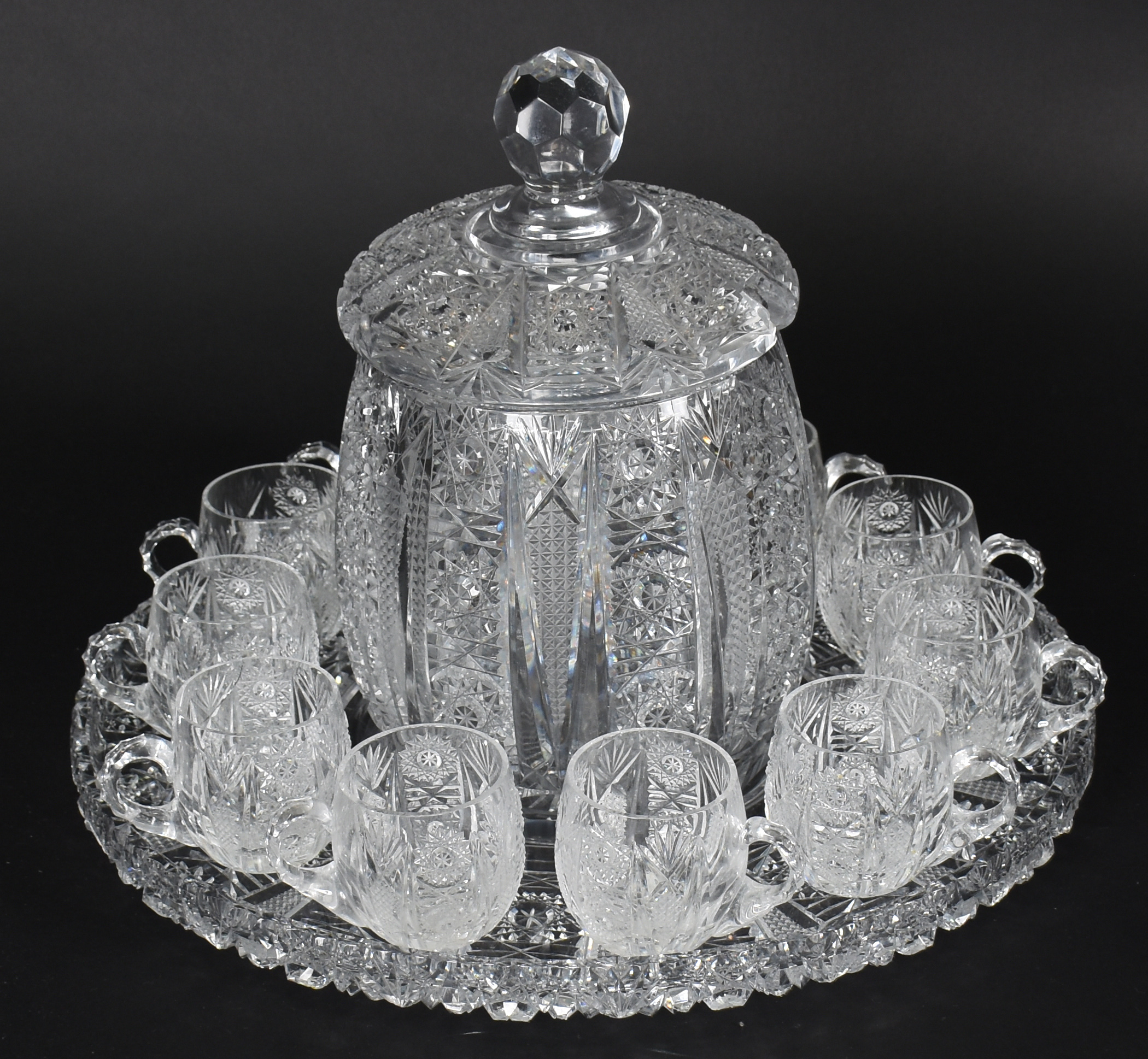 Conjunto de poncheira com 10 canecas e presentoir de cristal... - foto 1 de 5