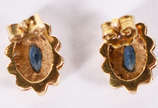 Brincos de ouro 18 K oval com safiras e brilhan... - Brincos de ouro 18 K oval com safiras e brilhantes  ( Por questão de segurança a peça não se encontra na loja)