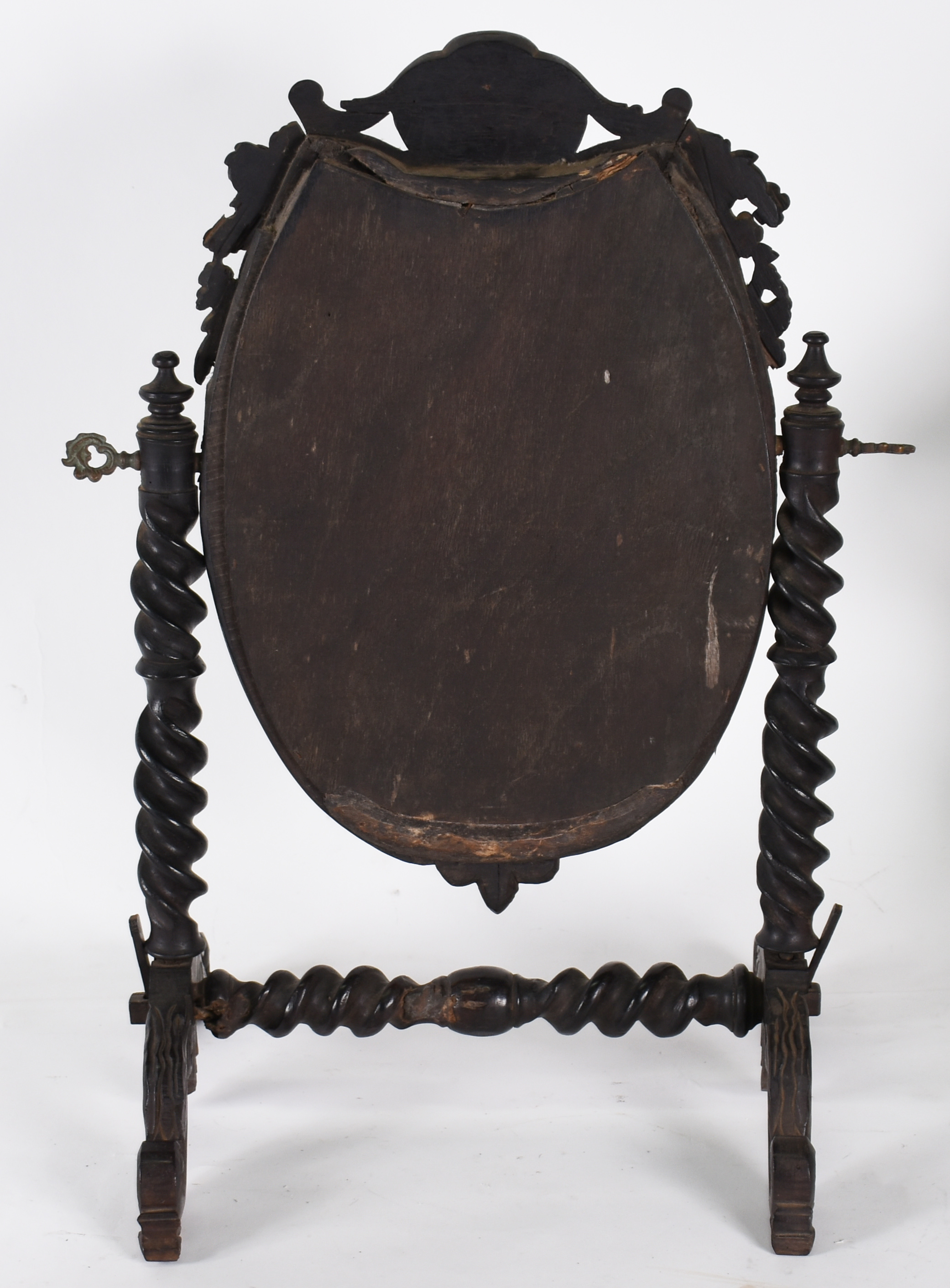 Espelho de mesa de cristal bisotado feitio oval, armação de madeira... - foto 4 de 5