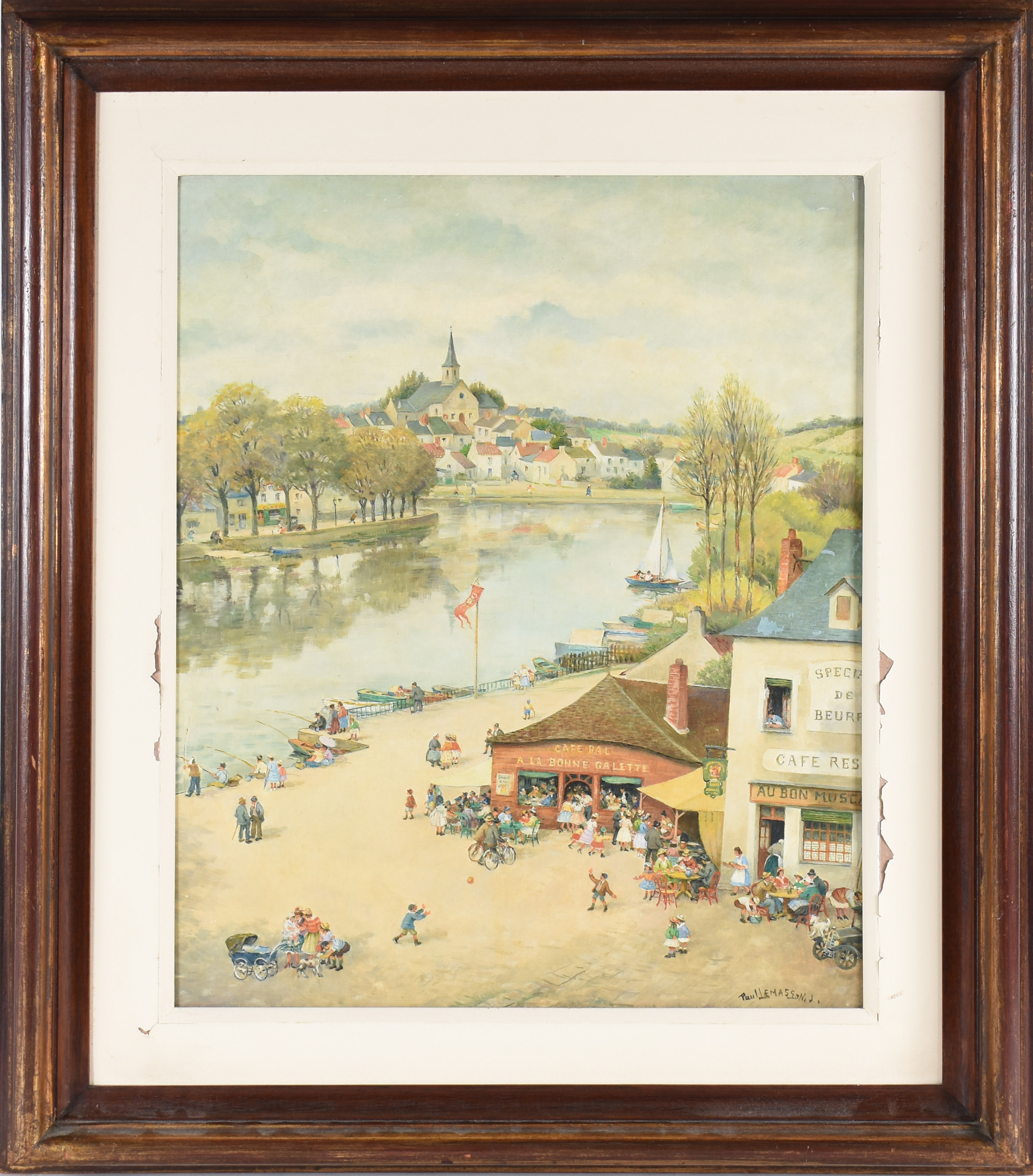 Paisagem com figuras, casas e barcos - foto 1 de 3