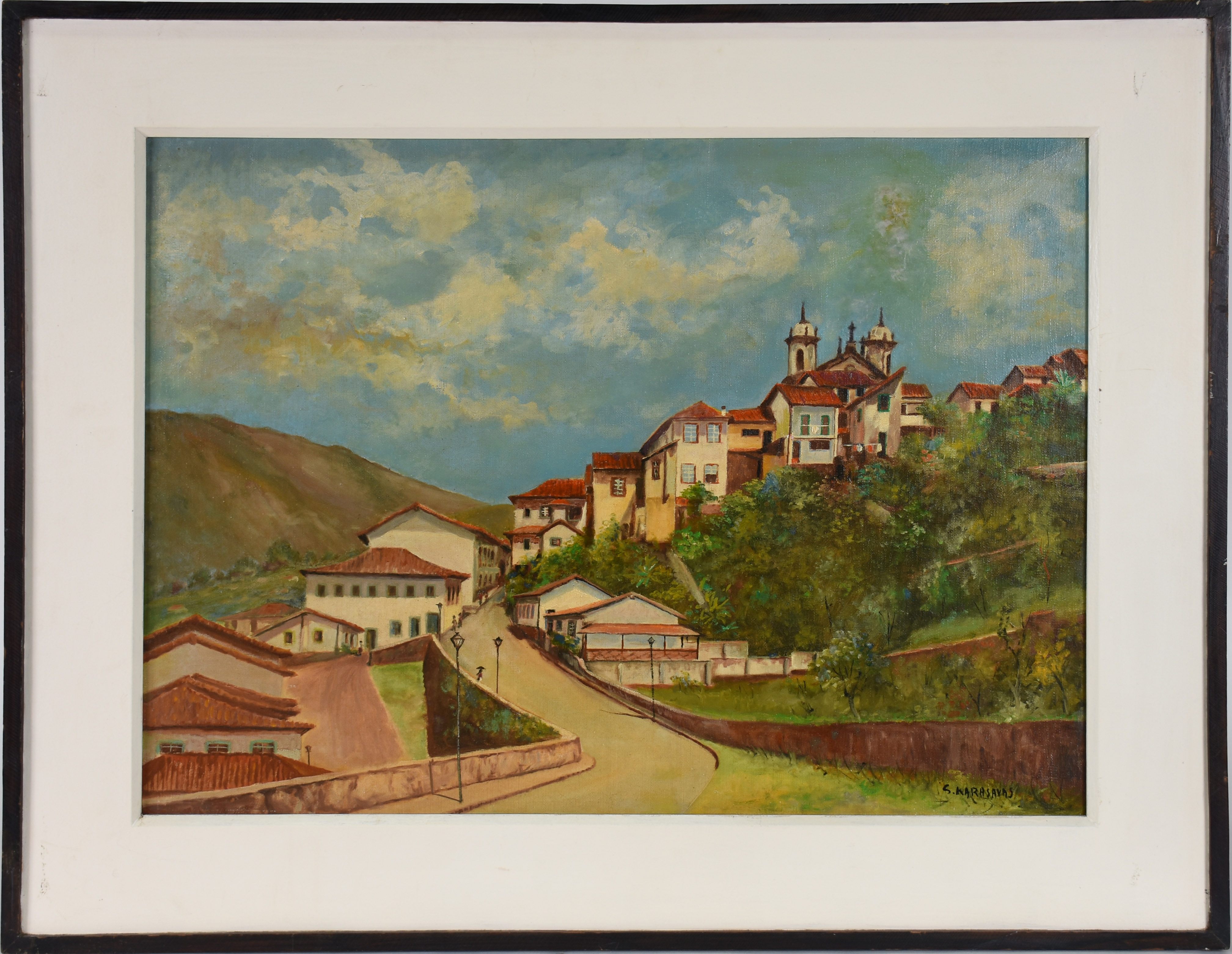 SYLVIO KARASAVAS  (1905-1980), Vista da ponte  seca com igreja do Rosário em Ouro Preto - foto 1 de 4