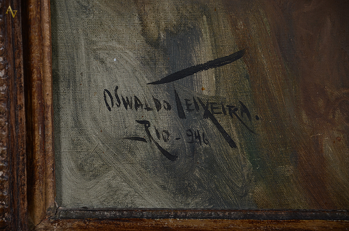 OSWALDO TEIXEIRA - Figura feminina - ost - 57 x 47 - datado 1946 - foto 3 de 3